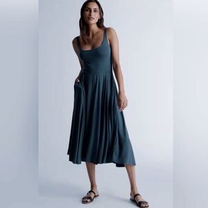 Quince Tencel Jersey Fit & Flare Midi Dress in Carbon Grey XL